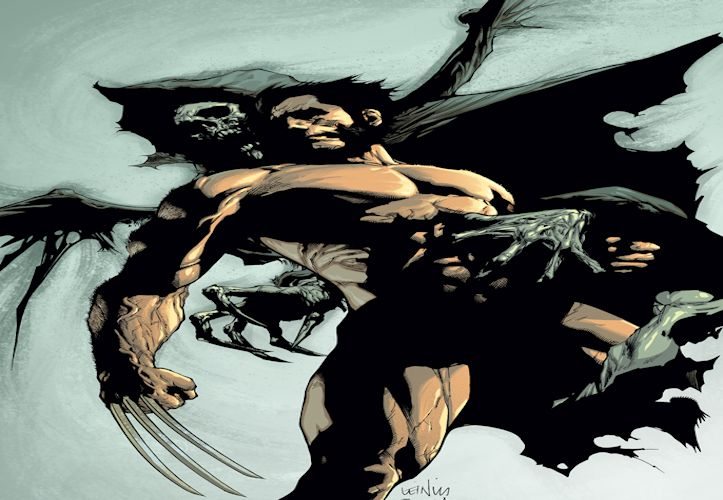 Wolverine battling against Dracula.