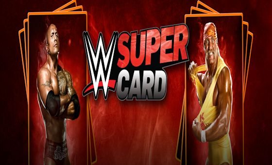 The WWE SuperCard logo featuring two wrestlers.