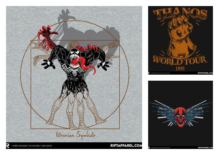 Ript Apparel offers Deadpool t-shirts.