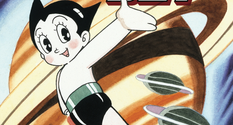 An image of Astro Boy flying through space.