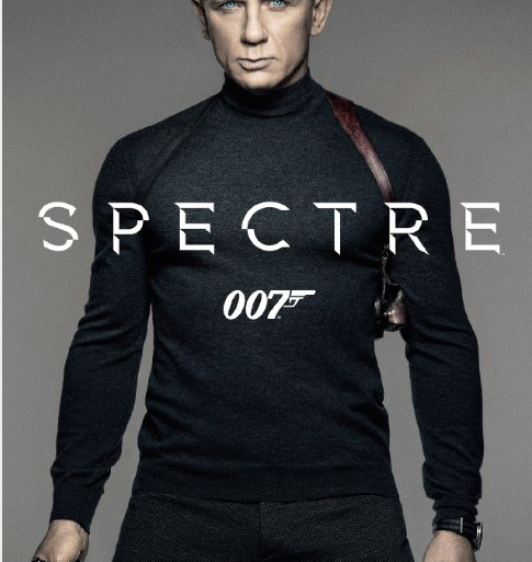 A poster featuring the action-packed film Spectre, starring James Bond.