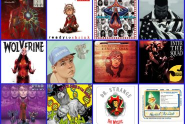 A collage of various Marvel comic books and cartoons.