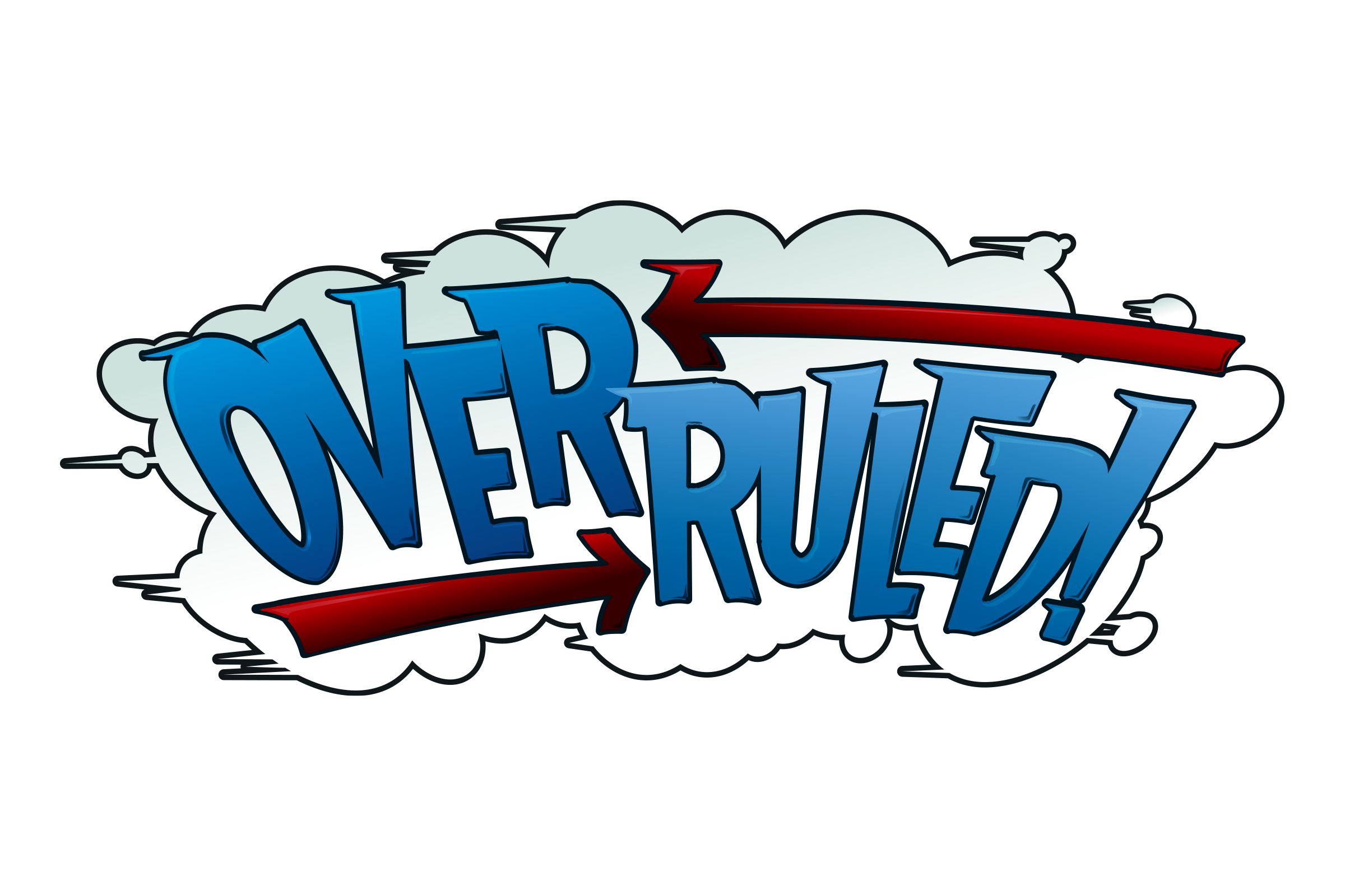 Overruled logo with arrows.