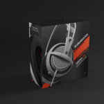 Sennheiser Steel Series headphone packaging mockup.