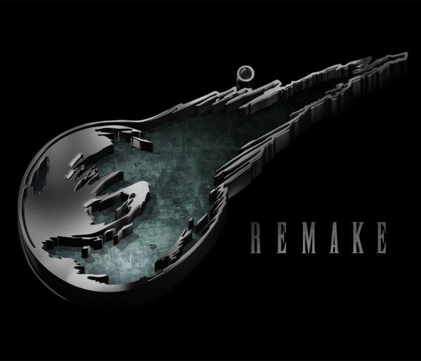 A Final Fantasy VII logo with the word remake on it.