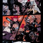 A page from a comic book showing Black Widow fighting.