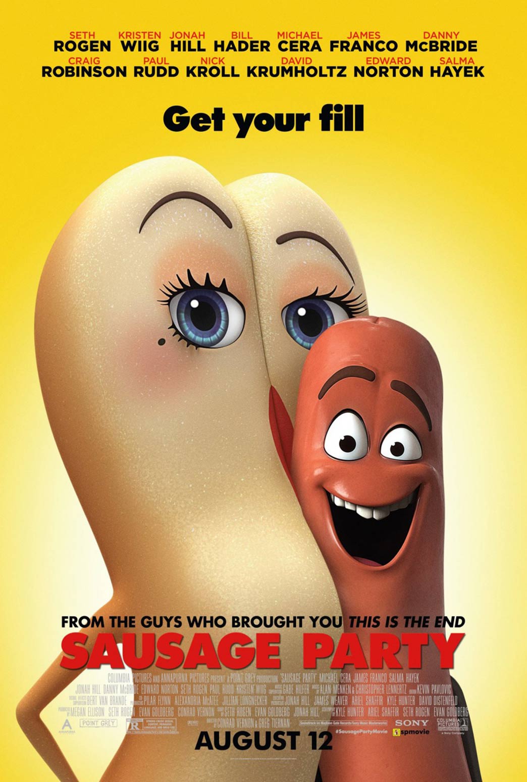 A poster promoting the raunchy animated film "Sausage Party".