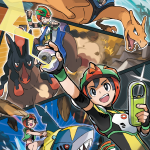 Anime-style illustration of a person in a helmet interacting with different creatures, including a dragon, horse, and shark, using a device to showcase new moves reminiscent of Pokémon Sun/Moon battles.