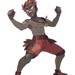 A Pokémon character with raised arms.