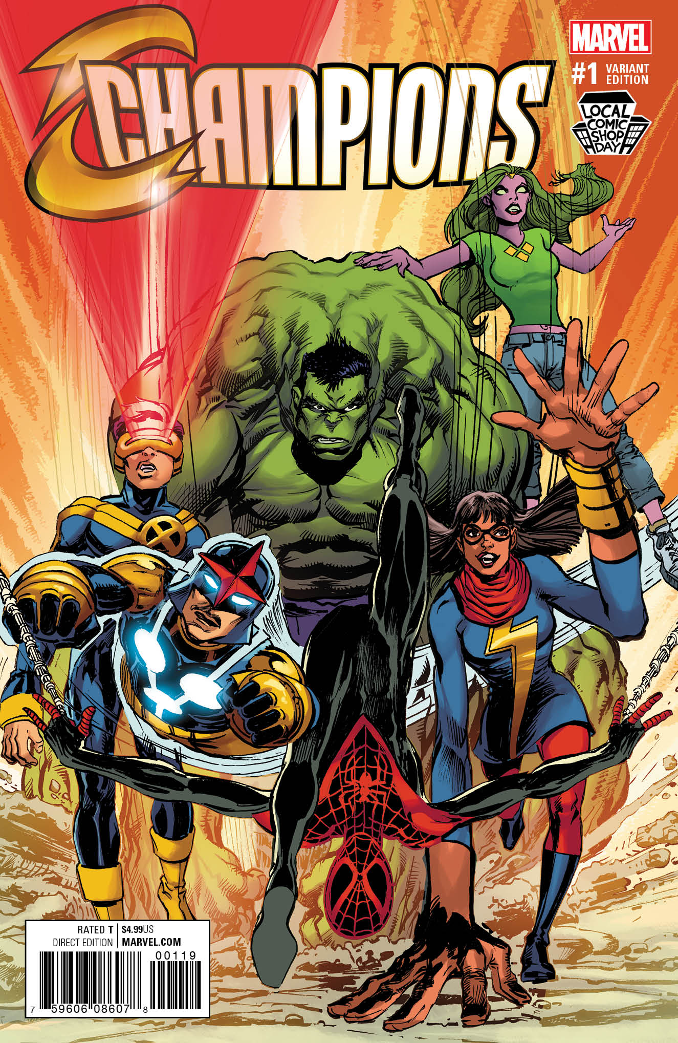 The cover of Champions, showcasing a group of superheroes.