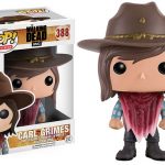 A Walking Dead pop vinyl figure with a cowboy hat.