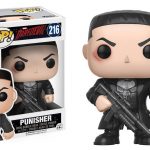 A Funko pop vinyl figure of the Punisher with a gun.