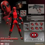 A Deadpool figure with accessories.