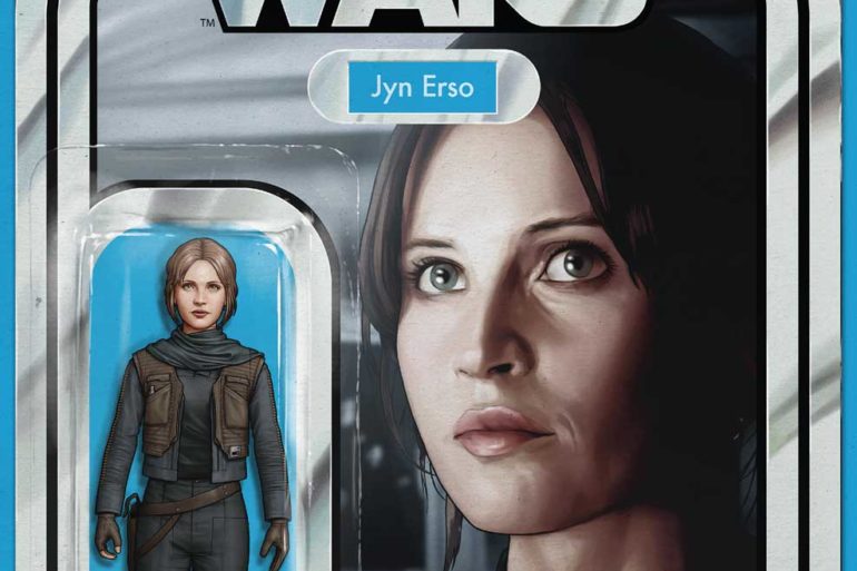 A Rogue One star wars action figure in a package.