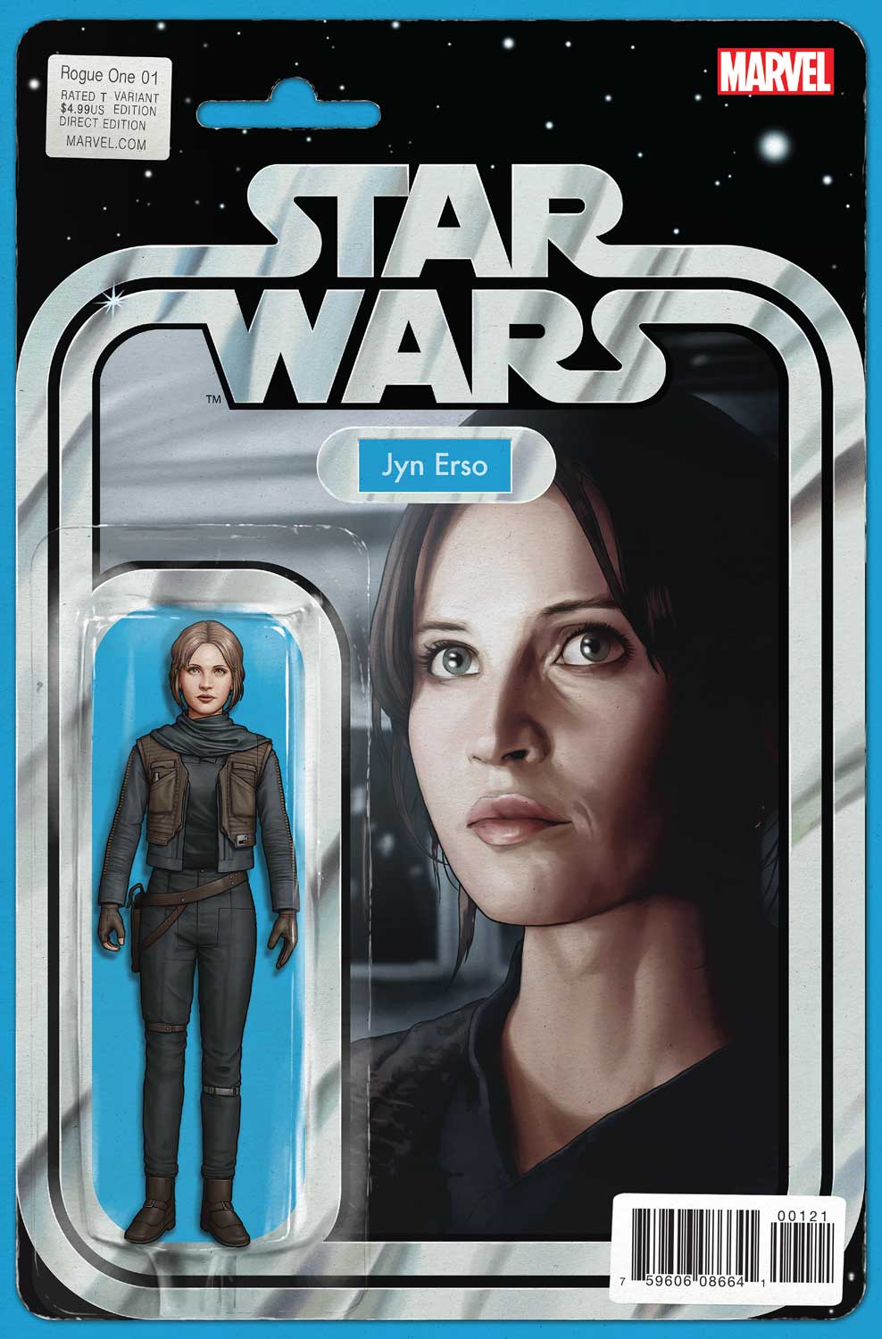 A Rogue One star wars action figure in a package.