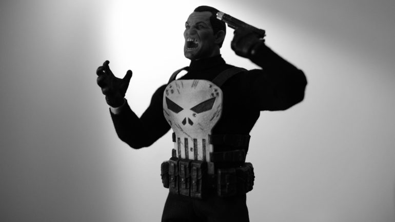 A 3D image of the Punisher.