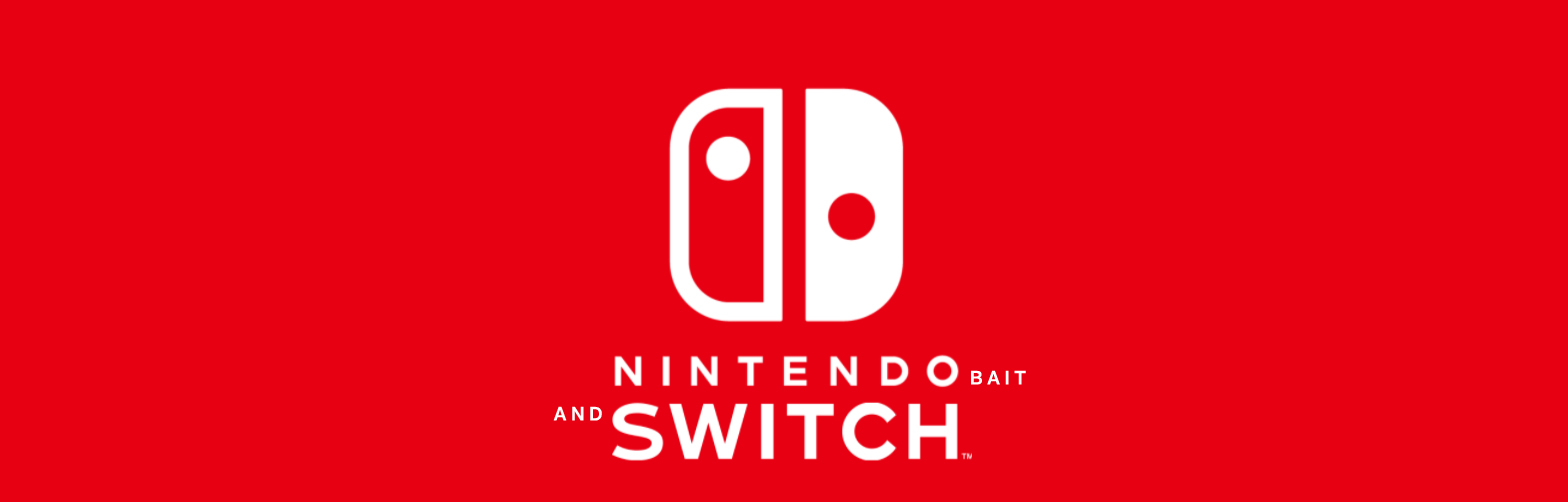 The Nintendo Switch logo displayed on a vibrant red background.