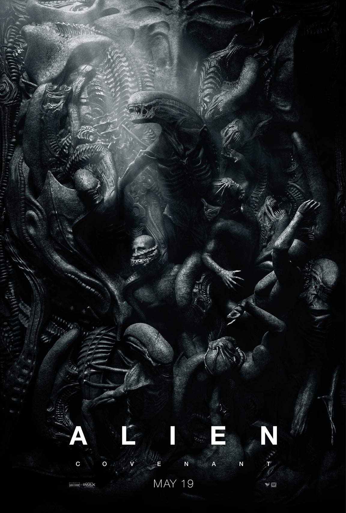 A captivating poster for "Alien: Covenant" featuring a swarm of extraterrestrial beings.