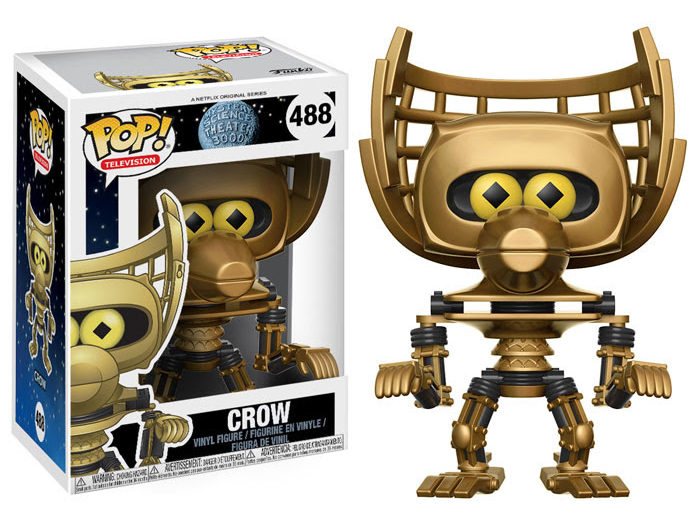 A funko pop vinyl figure of a golden robot from Mystery Science Theater 3000.