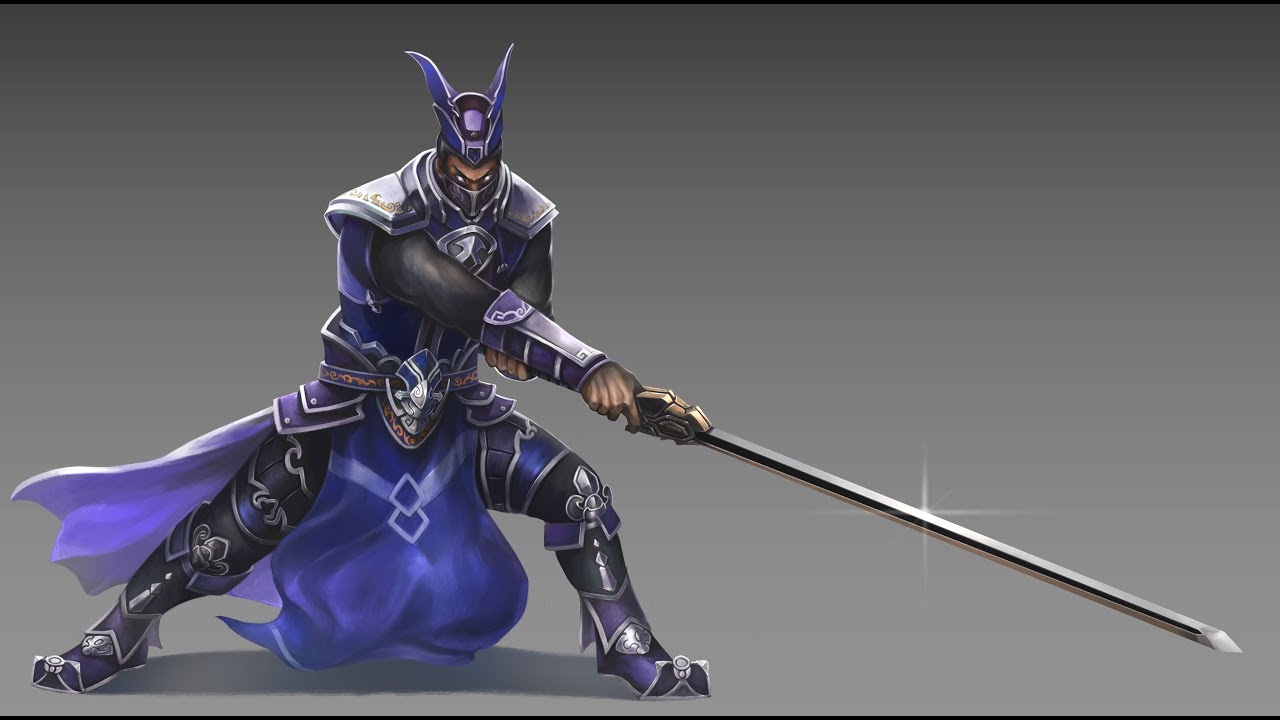Hidden Dragon Legend - A man in a purple costume wielding a sword.
