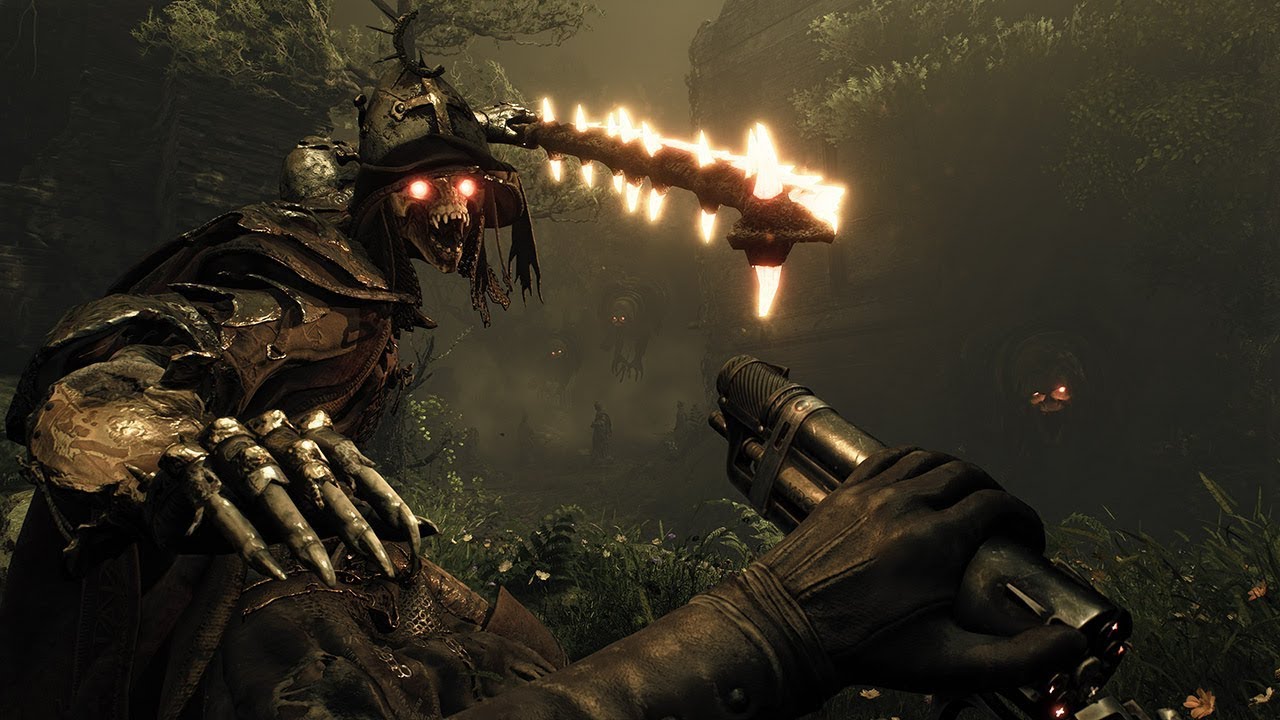 Witchfire gameplay screenshot in the style of Shadow of the Colossus.