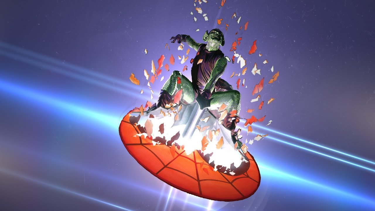 A Green Goblin chasing Spider-Man through the air.