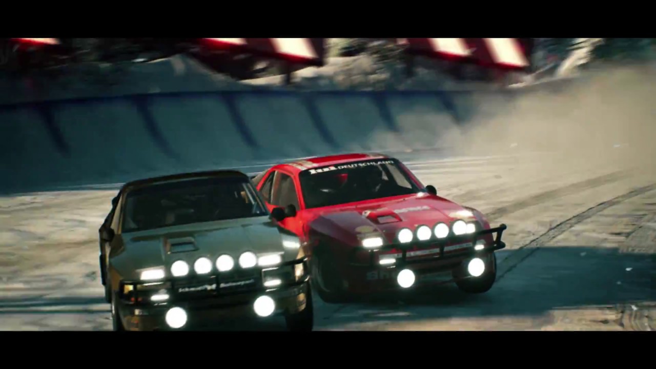 A car racing on a gravel track.