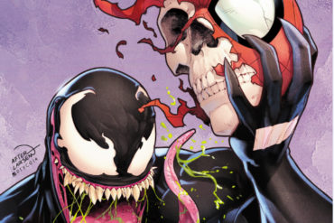 The Marvel cover celebrates Venom in Avengers, with no subsumed characters.