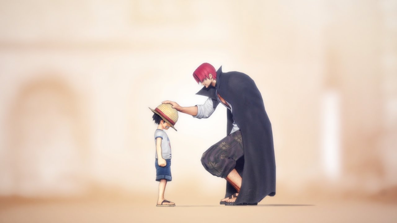 In "Switch - Pirate Warriors 3," a boy is standing next to a man in a cape, creating an intriguing piece.