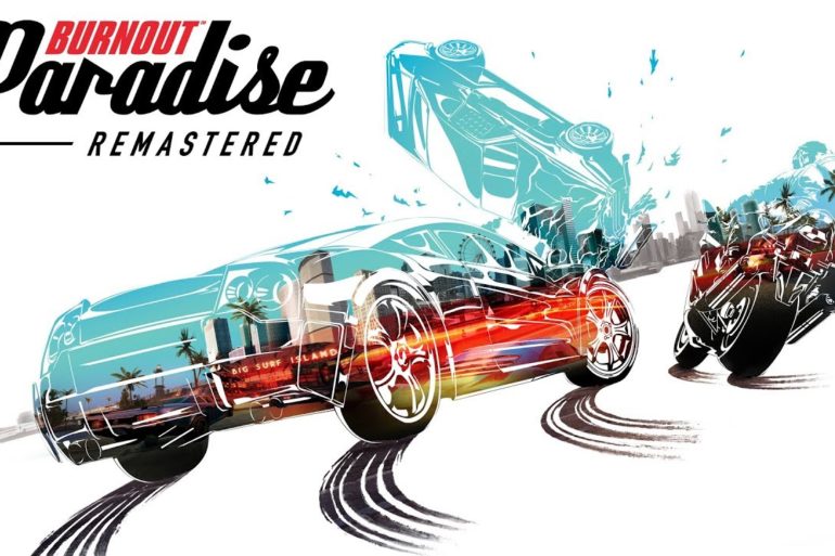 The cover of Burnout Paradise Remastered featuring Slick's impressive ride amidst Nit-Picks.