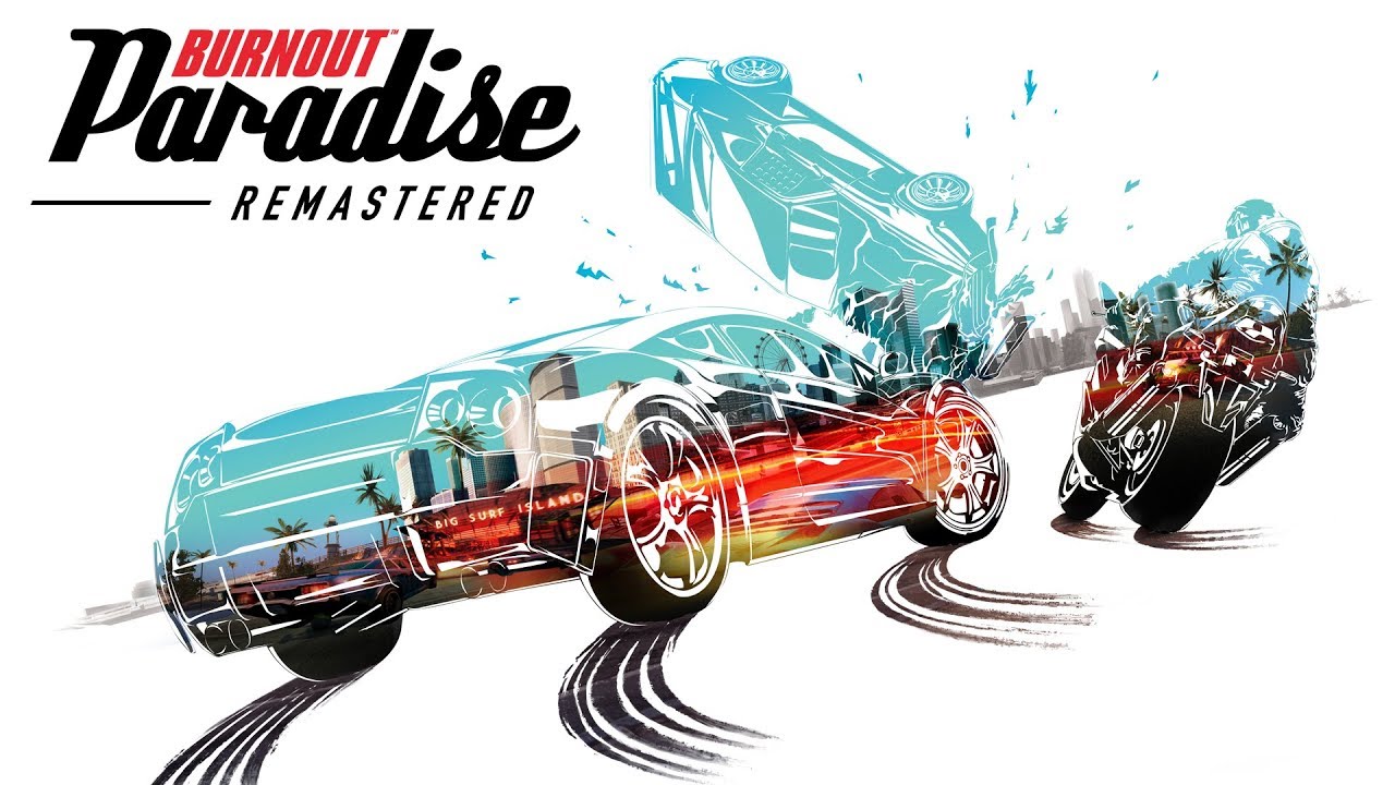 The cover of Burnout Paradise Remastered featuring Slick's impressive ride amidst Nit-Picks.