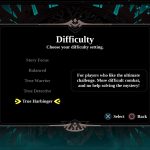 A screenshot of the difficulty setting in Omensight.