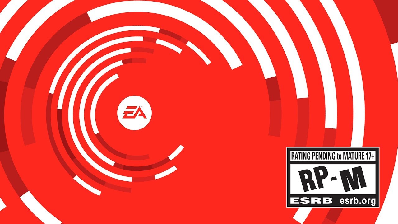 Highlights from the EA Play Press Conference at E3 2018 showcasing the EA logo on a red background.