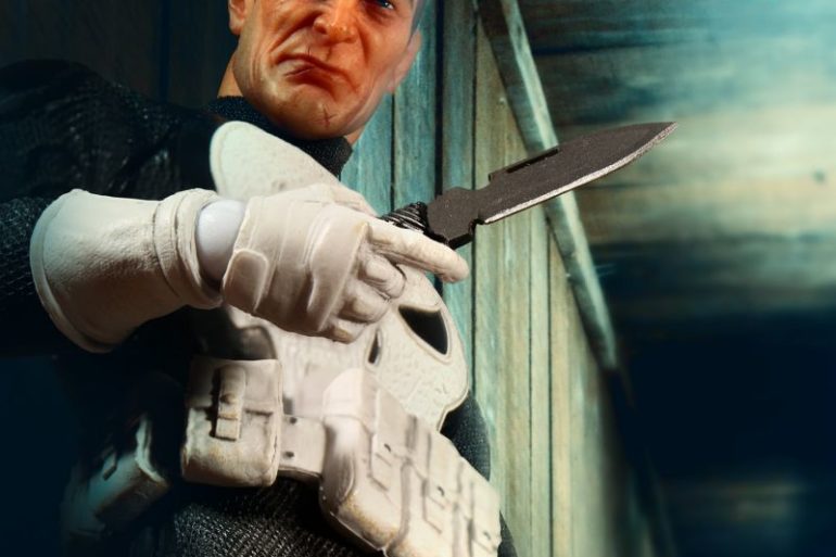 The Mezco One:12 Collective presents a special ops Punisher figure wielding a deadly knife.