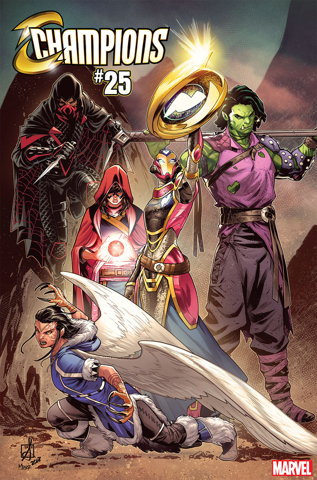 Description (modified): First Look at the cover of Champions 25 from Marvel Comics.