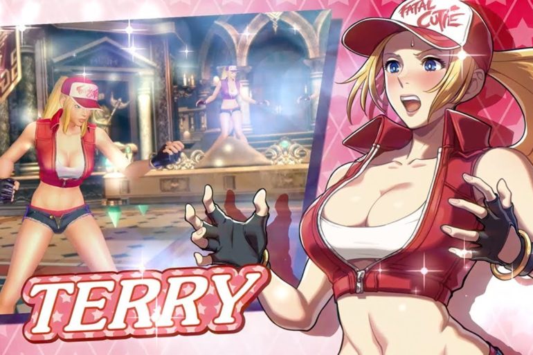 Terry Bogard, the King of Fighters, showcased in a screenshot thumbnail of SNK Heroines Tag Team Frenzy.