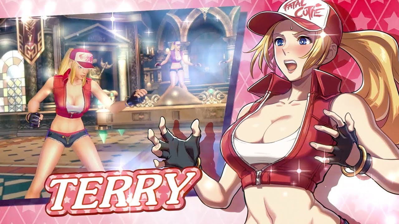 Terry Bogard, the King of Fighters, showcased in a screenshot thumbnail of SNK Heroines Tag Team Frenzy.
