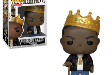 A Notorious B.I.G. Funko Pop vinyl figure wearing a crown.