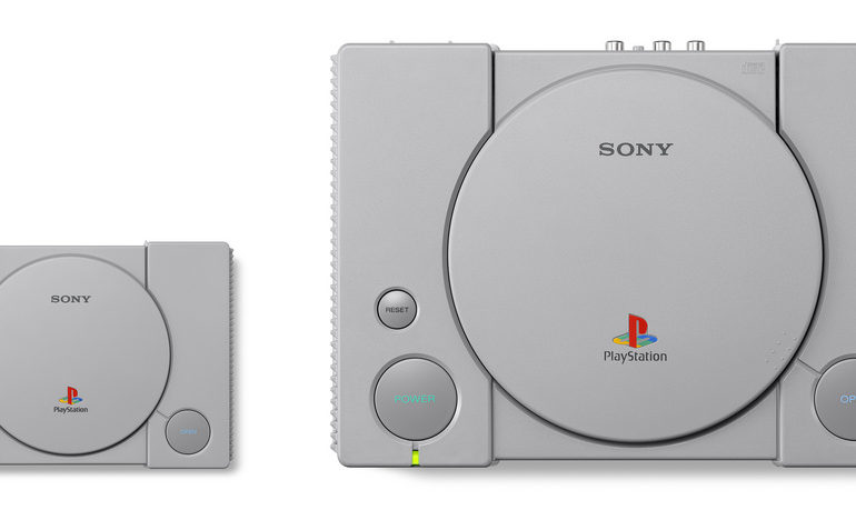 The Sony PlayStation Classic Mini-Console and Sony PS2 are shown next to each other.