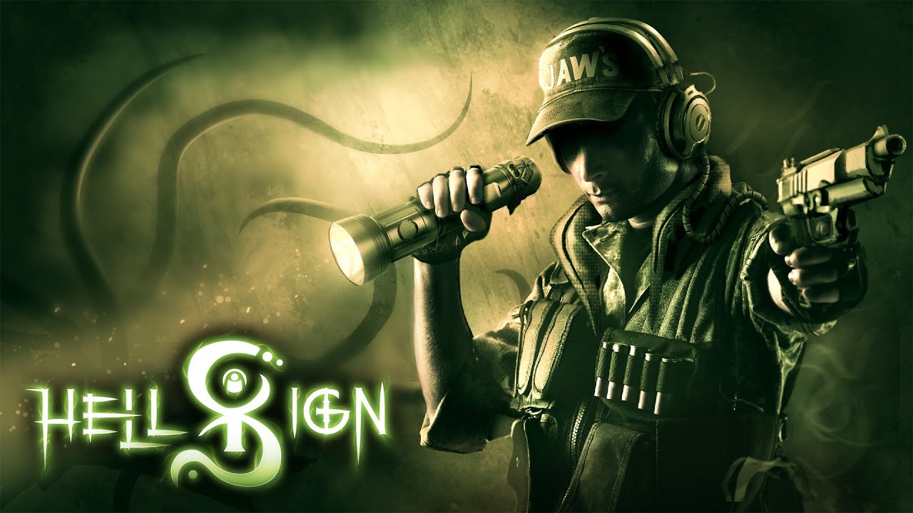 A man brandishing a HellSign-labeled gun during the STEAM Early Access phase.