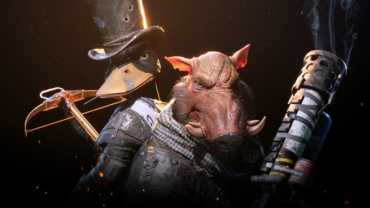 Out Now, a pig in a top hat takes aim with a bow and arrow in Mutant Year Zero: Road to Eden.