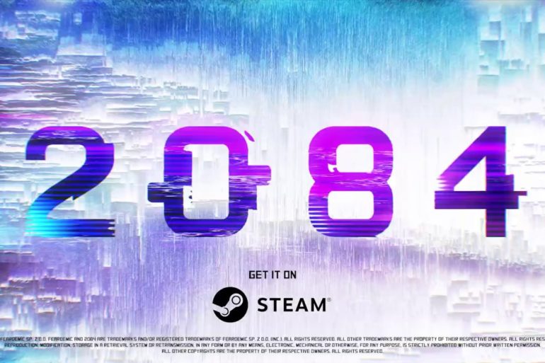 A NOW poster with the word 2084 on it.