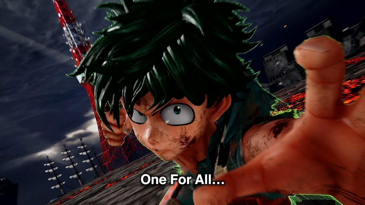 One for all screenshot featuring Deku from Jump Force.