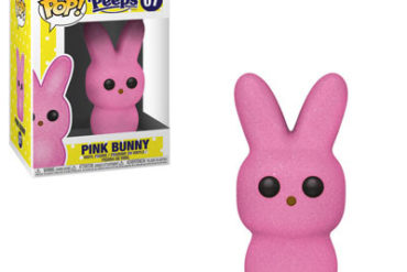 A pink Funko pop vinyl figure in a box.