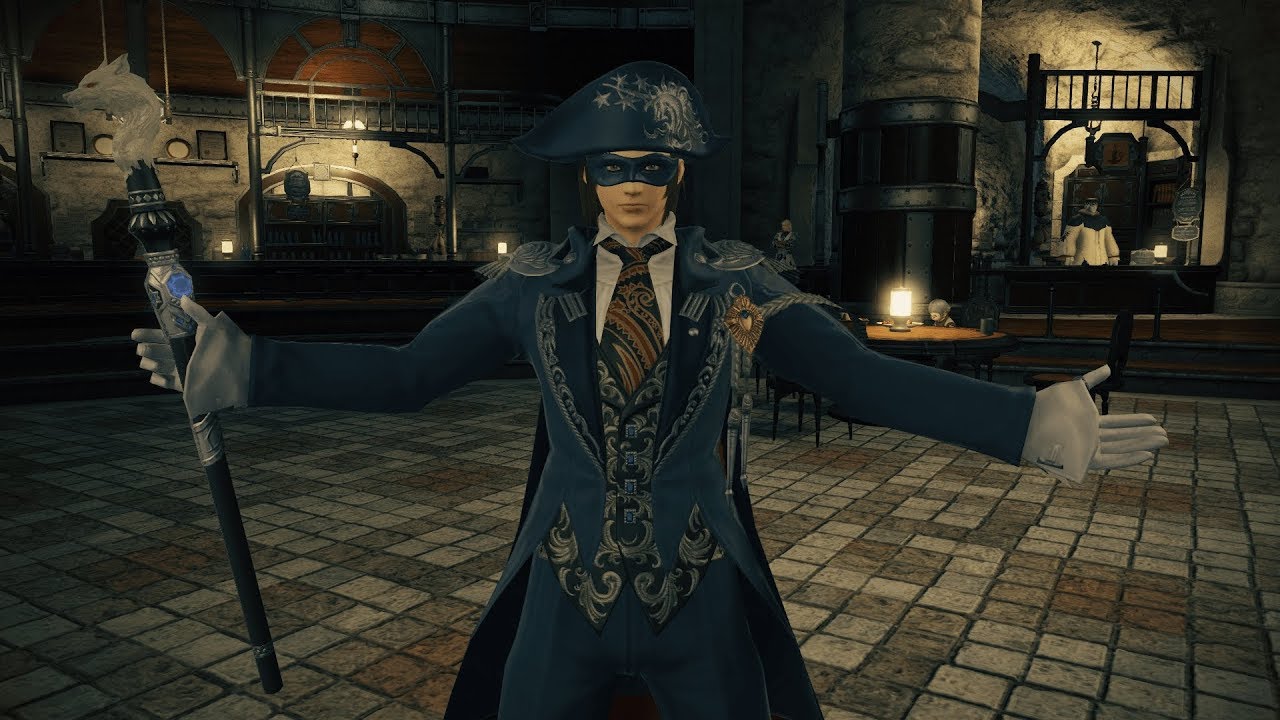 A Blue Mage debuts in Final Fantasy XIV, donning a blue costume and wielding a wand.