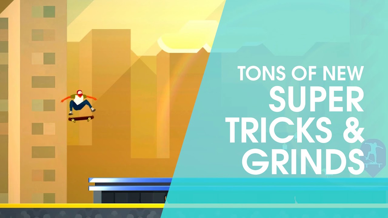 Tons of new Switch Stance super tricks and grinds showcased in OlliOlli for Nintendo Switch with a screenshot thumbnail.