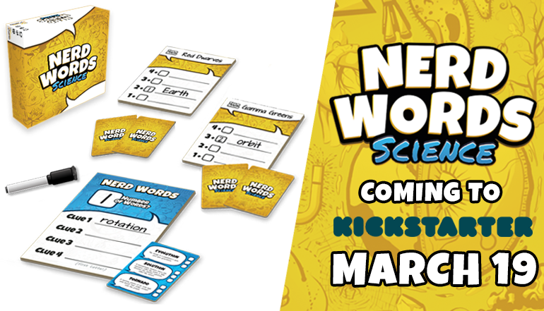 "Nerd Words: Science!" is a highly anticipated Kickstarter campaign by Genius Games, set to launch on March 19th.