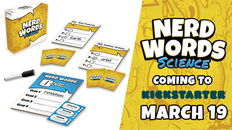 "Nerd Words: Science!" is a highly anticipated Kickstarter campaign by Genius Games, set to launch on March 19th.