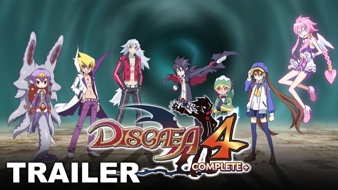 Dissidia 4 trailer - a group of characters from Disgaea 4 Complete+ standing in front of a tunnel on PS4.