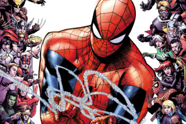 The Marvel First Wave variant cover of Spider-Man with a group of people around him.